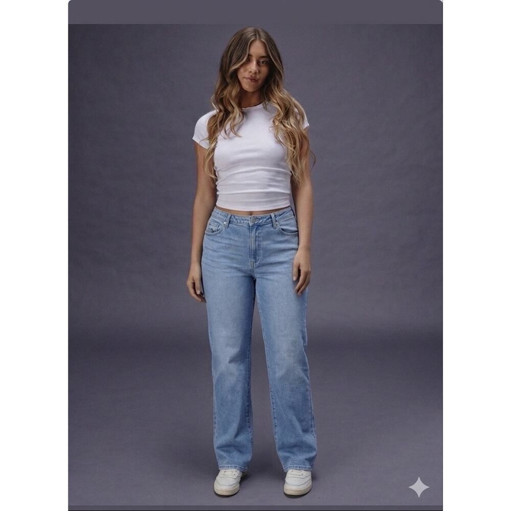 Seven7 Y2K Loose Straight Jeans 18W Light Wash Vintage High Rise Denim Curvy